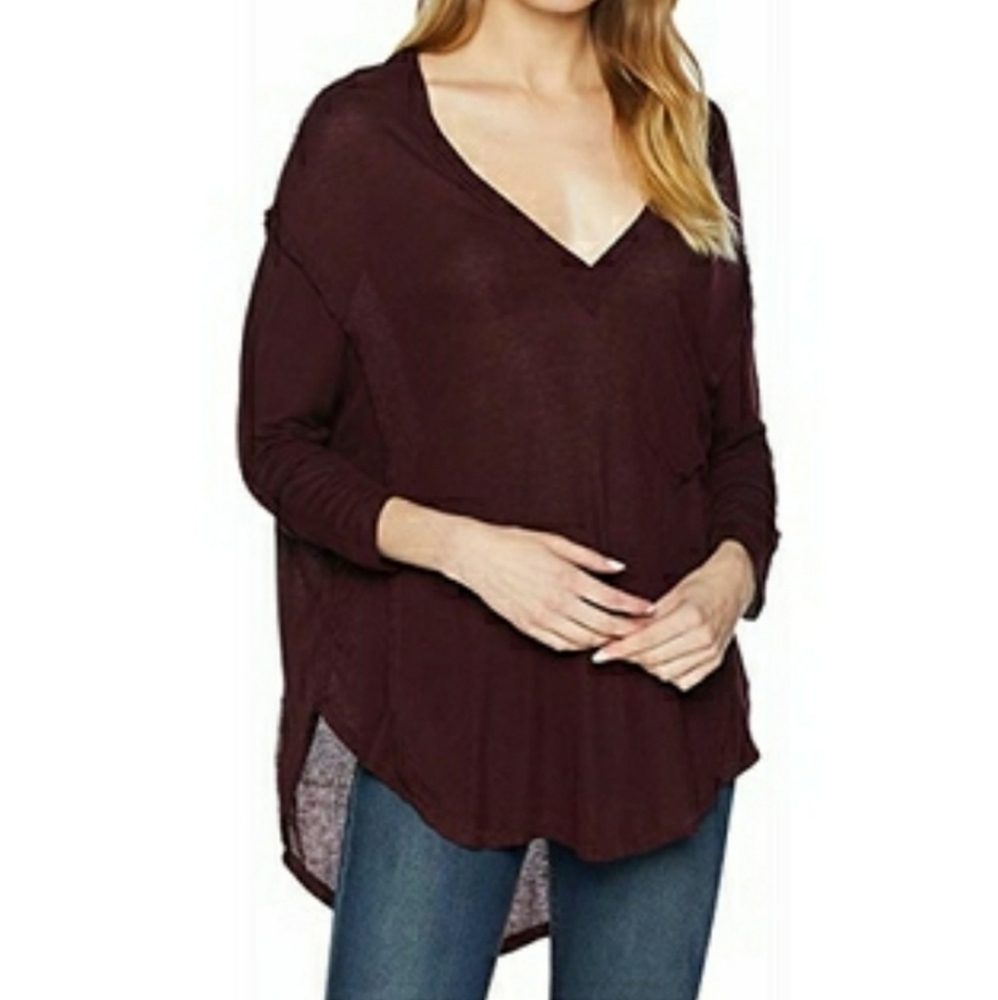 CCO⬇️ Free People Golden Gate maroon asymmetric tee